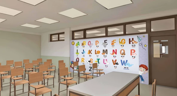 İngilizce Harfler Okul Duvar Kağıdı Baskı - 3