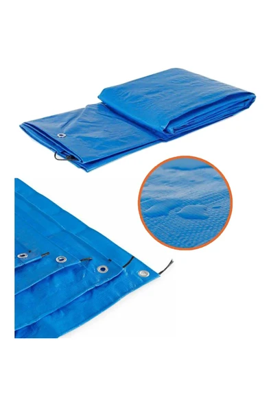 DİWWA 4m X 6m Mavi Su Geçirmez Pullu Çadır Branda Tente Yağmurluk Gölgelik - 3