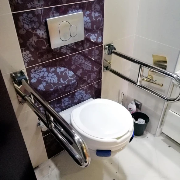 Engelli Tutunma Barı Tuvalet Kağıtlıklı Banyo WC Küvet Paslanmaz - 3