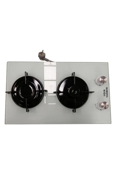 Uğur Yağmur Çakmaklı 2 Gözlü Cam Domino Ocak Tüplü Ankastre Karavan Tekne - 2