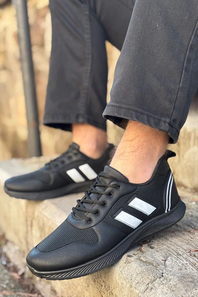 Logan Siyah Beyaz Ortopedik Günlük Garantili Yürüyüş Koşu Sneaker Spor Ayakkabı LOGAN-7039 - 2