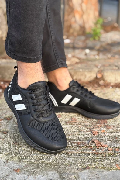 Logan Siyah Beyaz Ortopedik Günlük Garantili Yürüyüş Koşu Sneaker Spor Ayakkabı LOGAN-7039 - 3