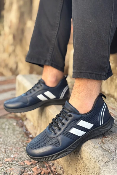 Logan Lacivert Ortopedik Günlük Garantili Yürüyüş Koşu Sneaker Spor Ayakkabı LOGAN-7039 - 2