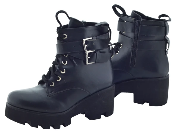 Boya Defolu Kadın Fermuarlı Kadın Kışlık Bot Kalın Tabanlı 36 Numara - 2