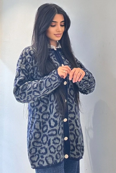 0001 Uzun Leopar Desenli Hırka - 5