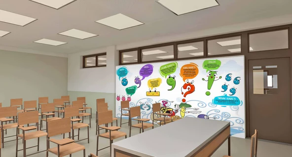 Noktalama İşaretleri Okul Duvar Kağıdı Baskı - 3