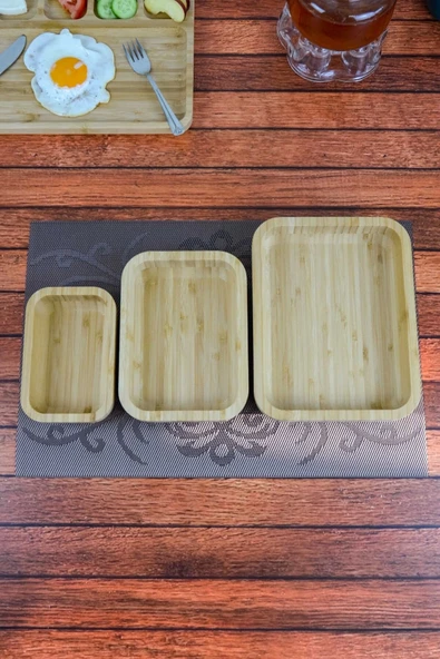 Mira - 3 lü Bambu Sunum Çerezlik, Kahvaltı, Kahve, Meyve Sunum, Servis Kasesi - 5