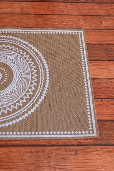 Ethnic - 6 Adet Jüt El Baskılı Dikdörtgen Sofra Sunum Tabak Altlığı Supla Amerikan Servisi 45x30 Cm - 5