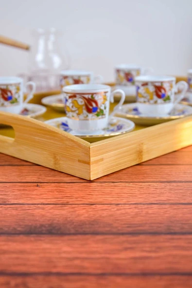 Dany - Bambu Lüx Kulplu Dekoratif Dikdörtgen Tepsi Büyük Boy 45x33 cm - 4