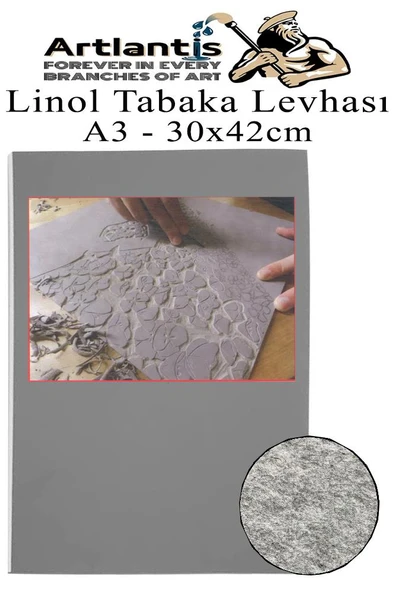 Linol Tabaka Levhası A4 30X42 cm 2mm Gri 1 Adet Linolyum Tabaka Gri Linol Muşamba Baslı Levha