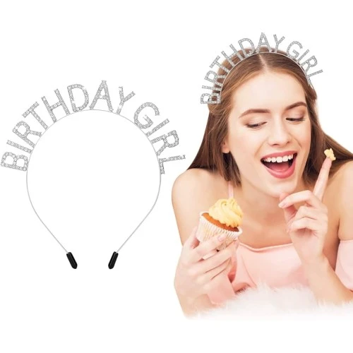 Kristal Taşlı Gümüş Birthday Girl Parti Tacı - 2