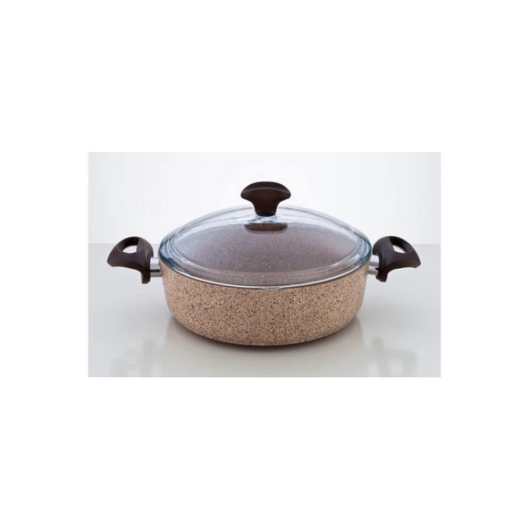 FALEZ CREAMY GRANİTEC 30 CM KISA GRANİT TENCERE KARNIYARIK