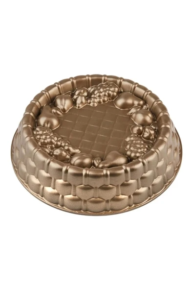Uva - Döküm Yanmaz Yapışmaz Kek Ve Tart Kalıbı Gold 25 Cm - 2