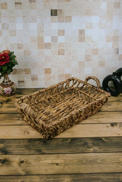 Mette - Dekoratif Doğal El Örgüsü Sepet, Meyvelik, Havluluk, Ekmek Sepeti, Banyo Organizer 47 Cm - 2