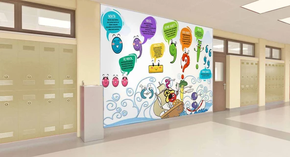 Noktalama İşaretleri Okul Duvar Kağıdı Baskı - 2