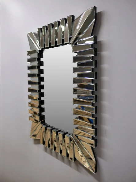 Elis Concept Venedik Dikdörtgen Dekoratif Ahşap Duvar Ayna Bronz 110 x 80 cm - 4
