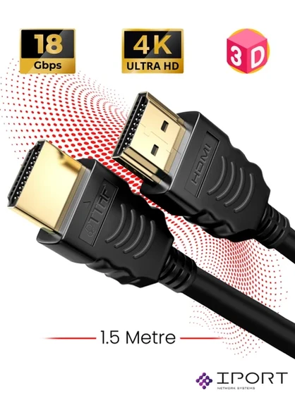 HDMI 2.0 4K Ultra Hd 60 Hz Ses ve Görüntü Aktarım Kablosu 1,5 Metre