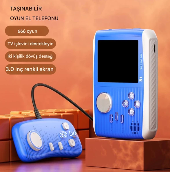 QASUL S1 3.0 İnç Taşınabilir Video Oyun Konsolu Dahili 666 Oyun Retro Oyun Konsolu İki Oyun Kumandası - 2