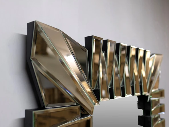 Elis Concept Venedik Dikdörtgen Dekoratif Ahşap Duvar Ayna Bronz 110 x 80 cm - 3