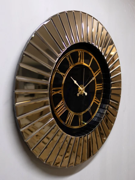 Elis Concept Venüs Ahşap Aynalı Duvar Saati Özel El Yapımı 80cm Bronz - 3