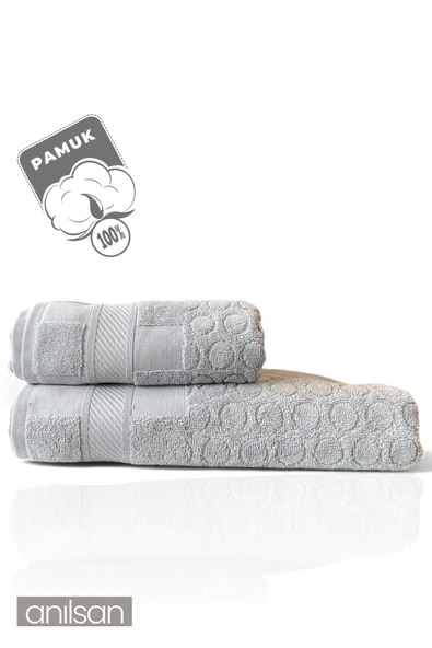 2'li Veta Havlu Seti %100 Pamuk - 1 Adet El Havlusu 50x90 Ve 1 Adet Banyo Havlusu 70x140 - 3