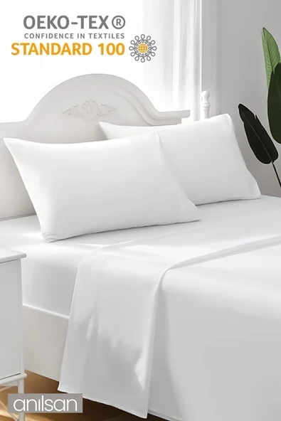 Saten Beyaz Çarşaf Ve Yastık Kılıfı Seti – 83 Tel - Tek Ve Çift Kişilik Seçenekleriyle - 3