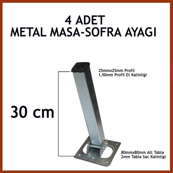 Masa Ayağı 4lü Katlanır Metal Yer Sofrası Ayağı 30 cm