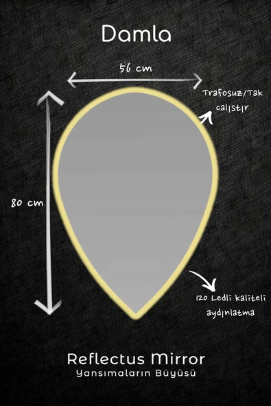 Reflectus Damla Günışığı Led Ayna 80x56 cm Dekoratif Banyo Led Aydınlatmalı Ayna - 2