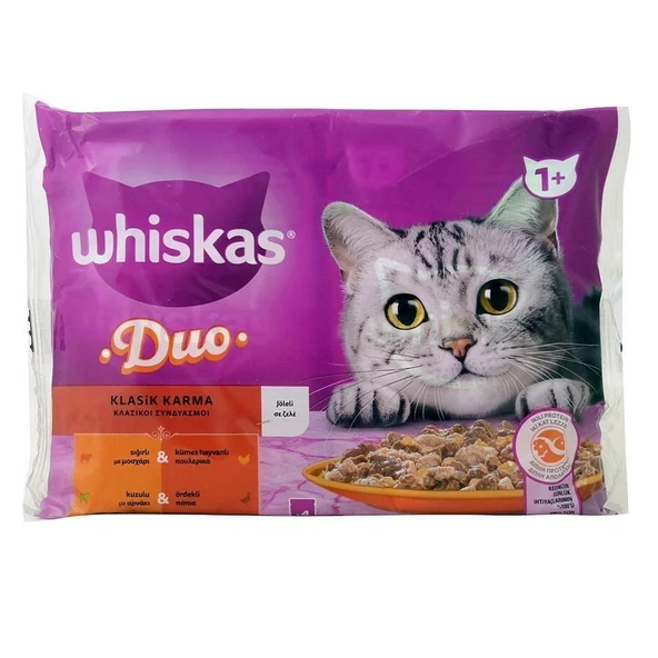 Whiskas Duo Klasik Karma Lezzetler Kedi Yaş Maması 4'lü