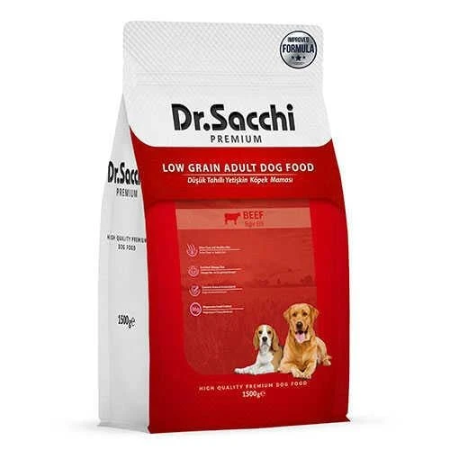 Dr.Sacchi Premıum Düşük Tahıllı Sığır Etli Yetişkin Köpek Maması 1,5 Kg