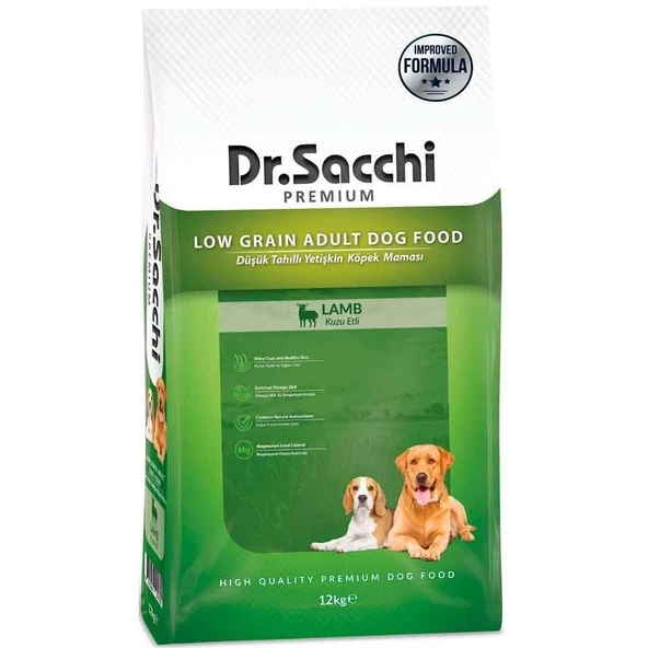 Dr.Sacchi Düşük Tahıllı Kuzu Etli Yetişkin Köpek Maması 12kg