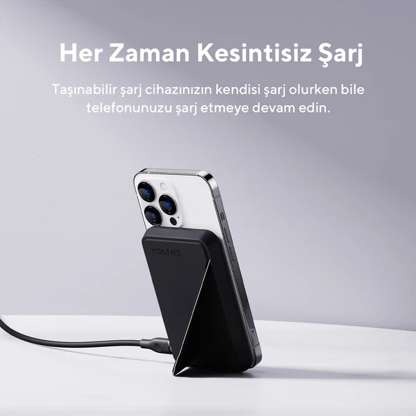 Voltme Siyah MagPak 5000mAh Magsafe Kablosuz Powerbank- 22.5W - 7