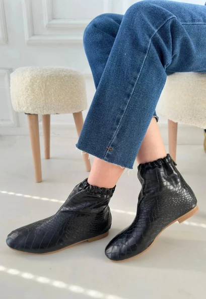 Barxi Siyah Cilt Desenli Bot - Resim 3