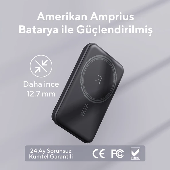 Voltme Siyah MagPak 5000mAh Magsafe Kablosuz Powerbank- 22.5W - 6