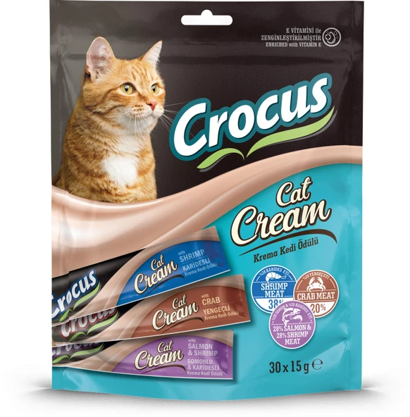 Crocus Çoklu Somon-karides - Yengeç - Ördekli Krem Kedi Ödülü 30x15gr