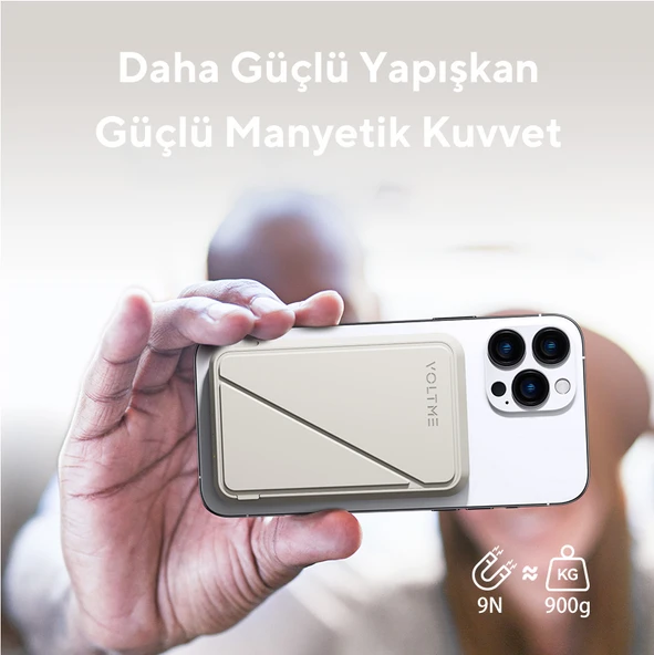 Voltme Bej MagPak 5000mAh Magsafe Kablosuz Powerbank- 22.5W - 4