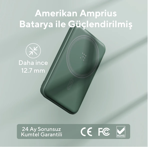 Voltme Yeşil MagPak 5000mAh Magsafe Kablosuz Powerbank- 22.5W - 7