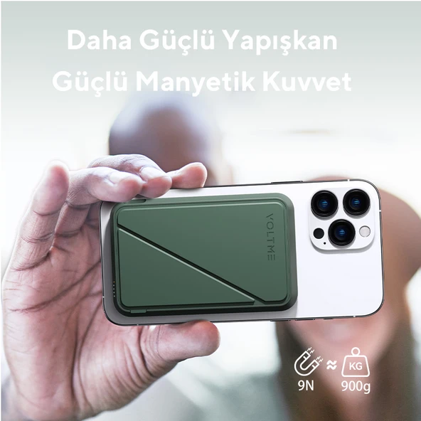 Voltme Yeşil MagPak 5000mAh Magsafe Kablosuz Powerbank- 22.5W - 6