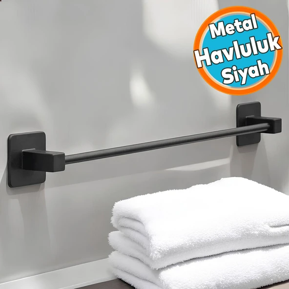 Yapışkanlı Havluluk Metal Siyah Banyo Lavabo Mutfak Uzun Kağıt Bez Havlu Askısı Kağıtlık 39 cm - 3