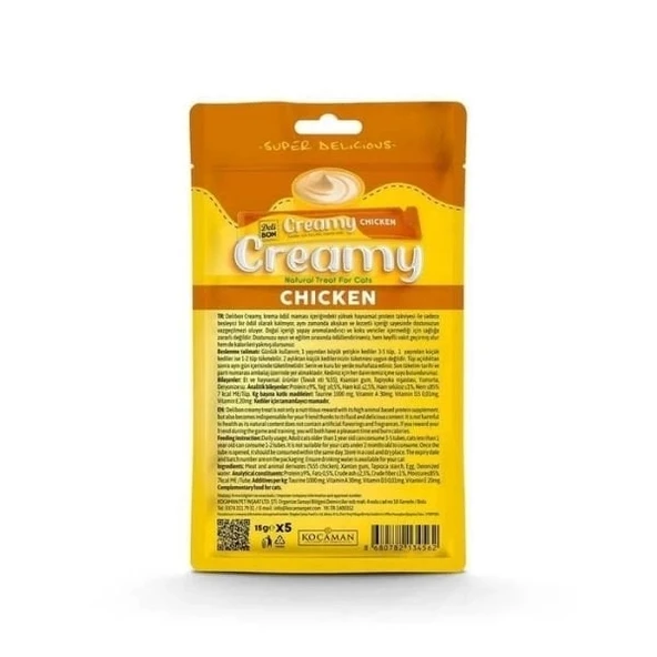 Delibon Creamy Tavuklu Sıvı Kedi Ödül Maması 5x15 Gr - 2