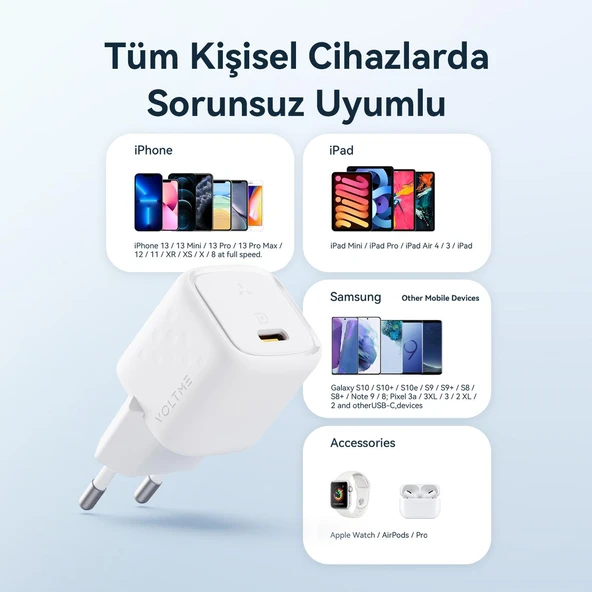 VOLTME V2004 Revo Beyaz 20W USB-C Şarj Aleti - 6
