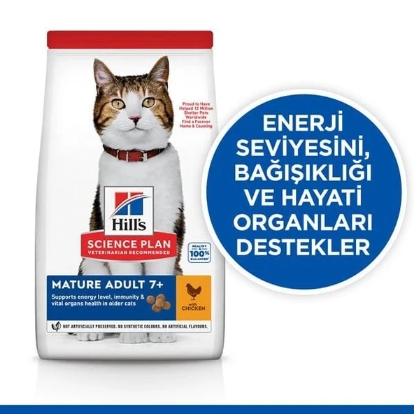 Hills Mature +7 Tavuklu Yaşlı Kedi Maması 3 Kg - 2
