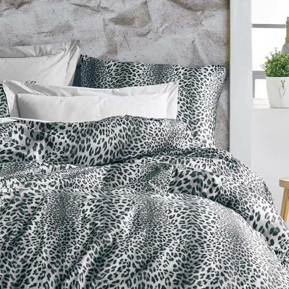 Keep London Home Series 321 Natural Cotton(Doğal Pamuk) Tek Kişilik Nevresim Takımı-Leopar Gri - 3