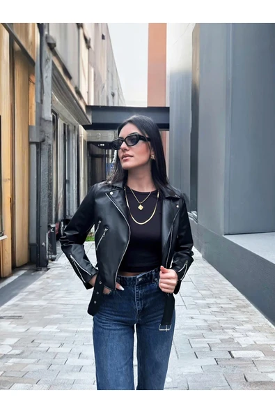 Kadın Deri Ceket Dikişsiz - 3