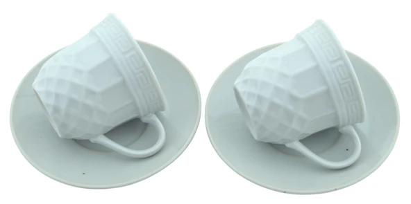 Beyaz Porselen 2 Kişilik 4 Parça Kahve Fincan Seti M1 - 2