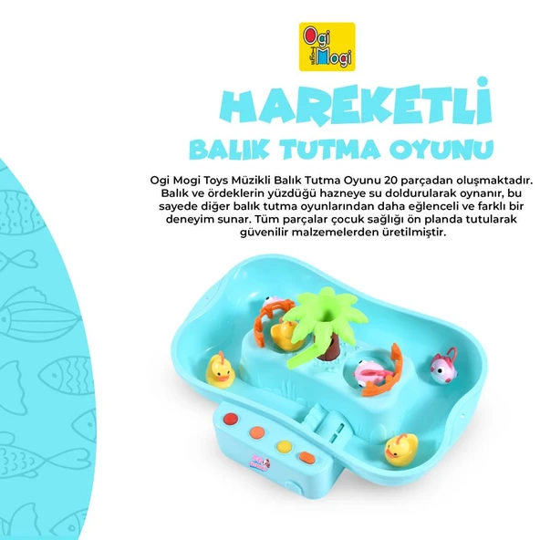 Ogi Mogi Toys Pilli Müzikli Hareketli Balık Tutma Oyunu - 2