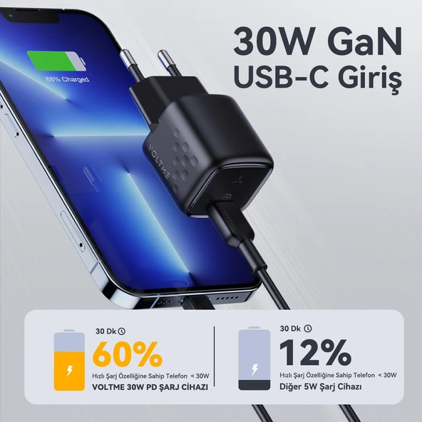 VOLTME V2008 Revo Siyah 30W C USB-C Şarj Aleti - 3