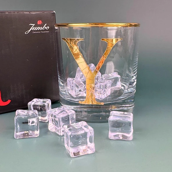 Perlotus Y Harfli Gold Altın Yaldızlı Viski Kadeh Bardak Jumbo Serisi - 3