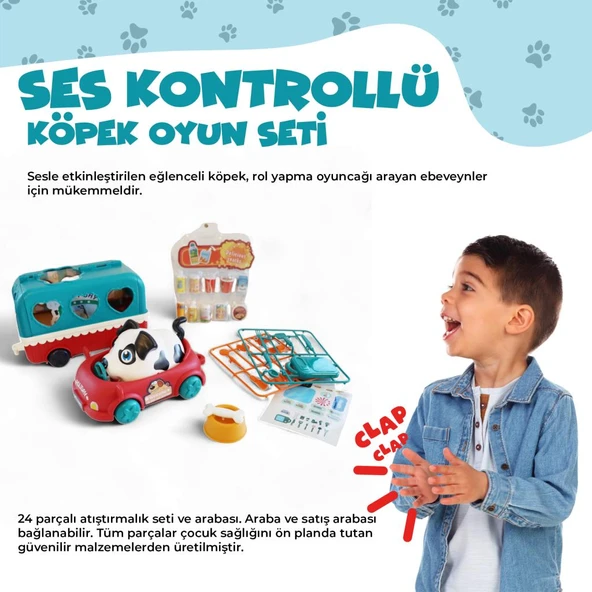 Ogi Mogi Toys Ses Kontrollü Köpek, Araba ve Atıştırma Arabası Seti - 3