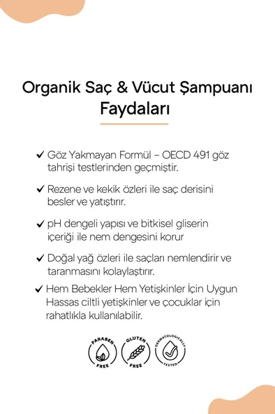 Clooe Organik Bebek & Çocuk Saç, Vücut Şampuanı (400ml) - 2'li Fırsat Paketi - 3